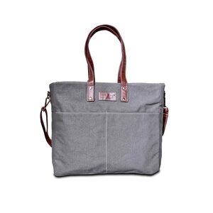 Maika Gray Tote with Brown Accents